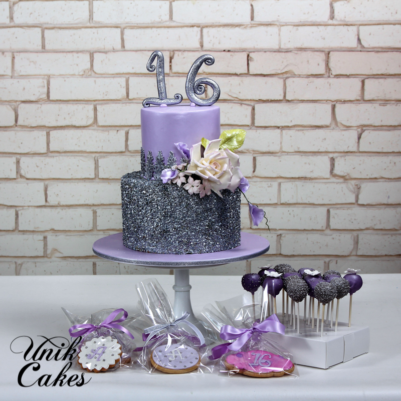 Purple Two Tier Birthday Cake
