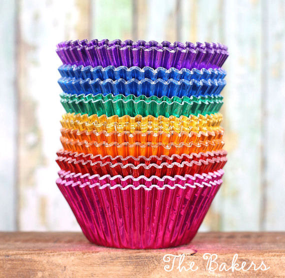 Rainbow Foil Cupcake Liners