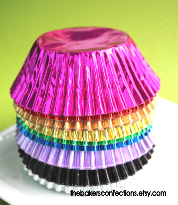 Rainbow Foil Cupcake Liners