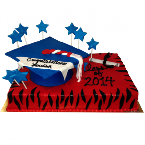 Red and Blue Graduation Cake