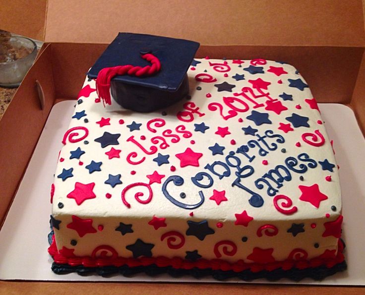 Red and Blue Graduation Cake