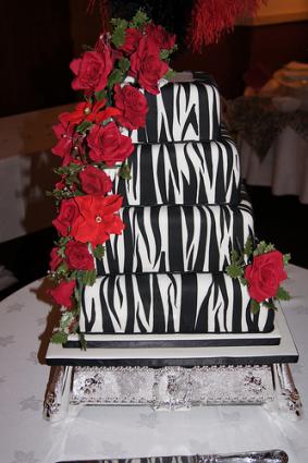 Red and Zebra Print Wedding Cakes
