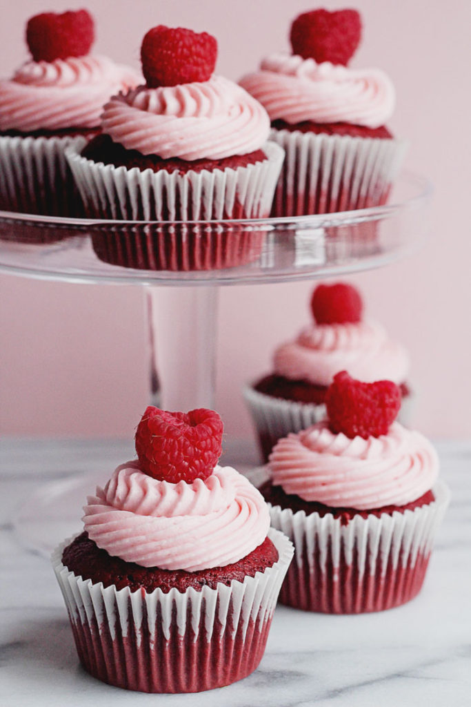 Red Velvet Raspberry Cupcakes