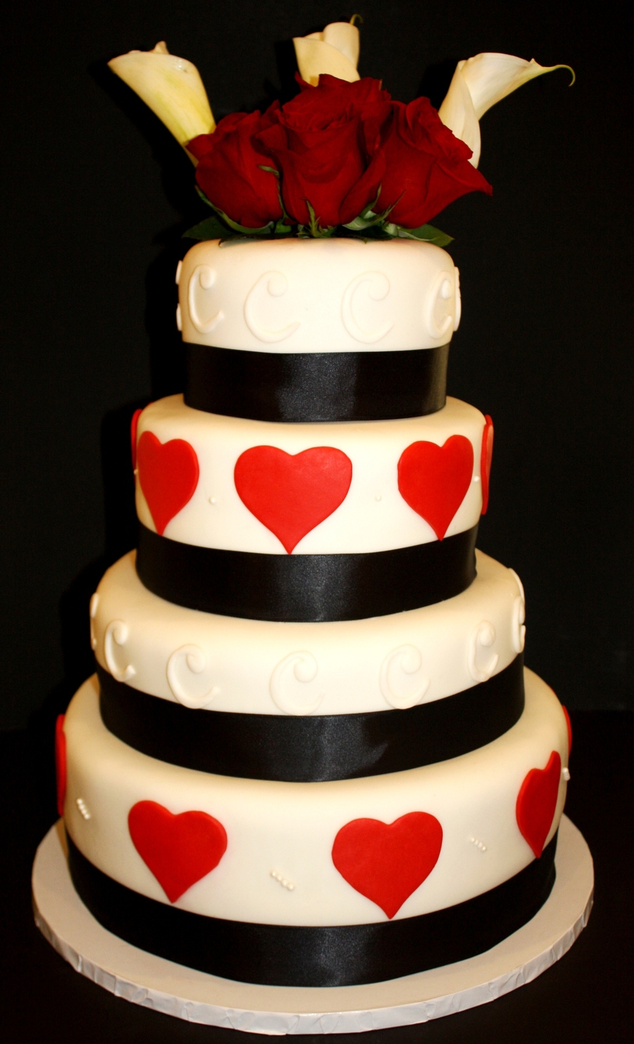 Red White and Black Wedding Cake