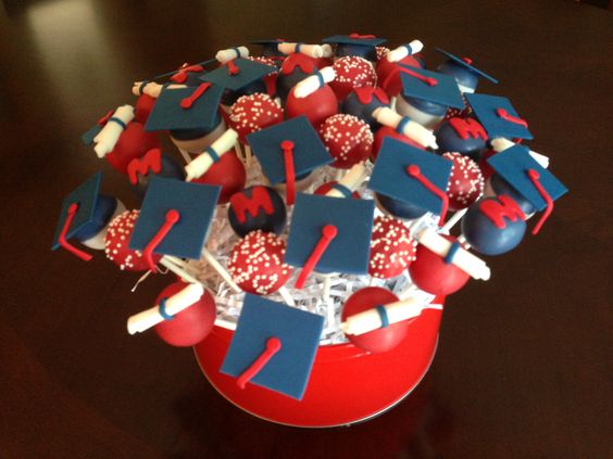 Red White and Blue Graduation Cake Pops