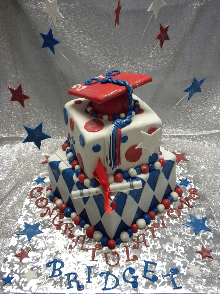 Red White & Blue Graduation Cake