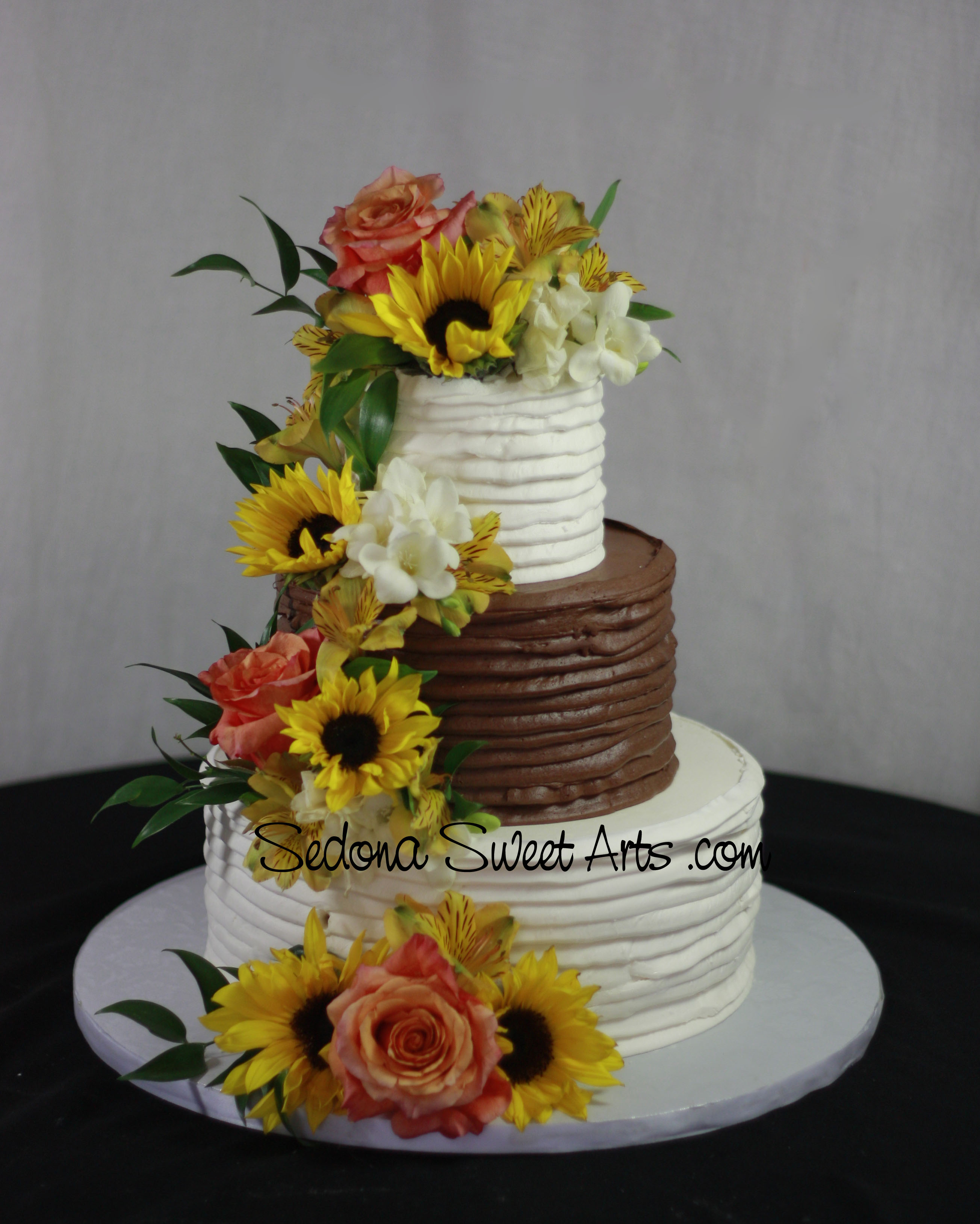 Rustic Wedding Cake with Sunflowers Rustic Wedding Cake with Sunflowers