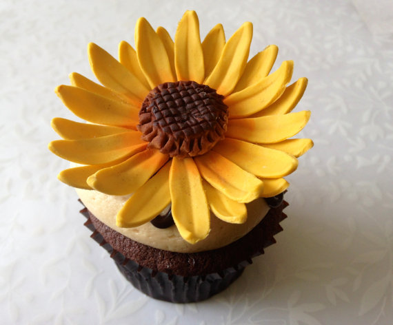 Sunflower Flower Fondant Cupcake
