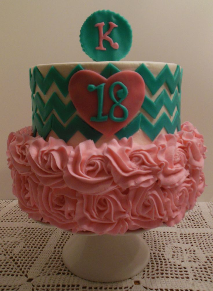Turquoise and Pink Chevron Birthday Cakes Turquoise and Pink Chevron Birthday Cakes