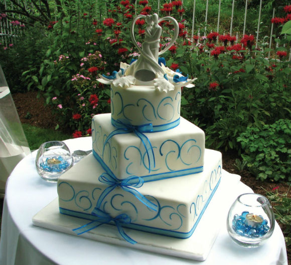 Wedding Cake Blue with White Trim
