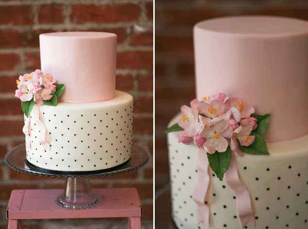 White Cake with Pink Polka Dots