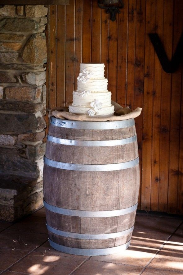 Wine Barrel Table Wedding Cake
