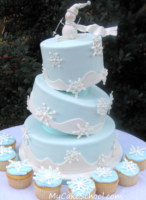 11 Photos of Snow Cakes Decorations