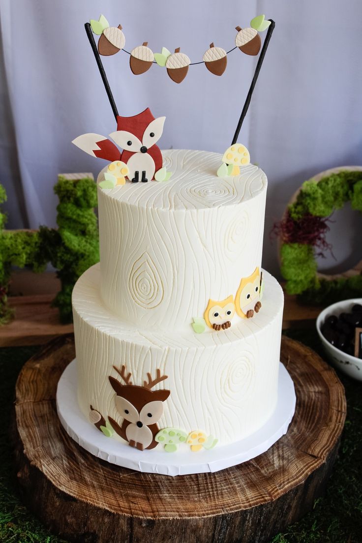 Woodland Animals Birthday Party Cake
