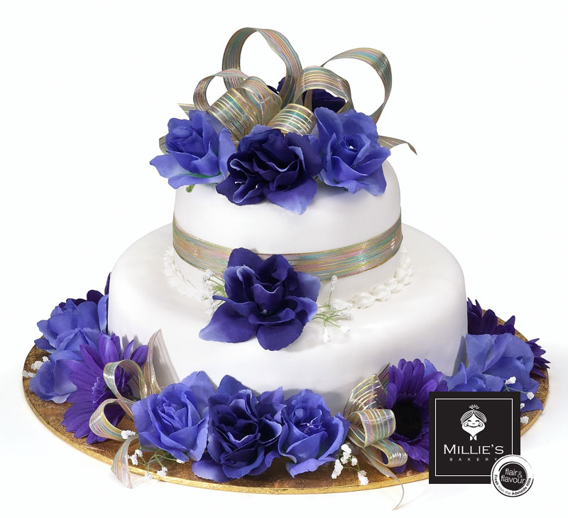 2 Tier Wedding Cakes with Purple Flowers 2 Tier Wedding Cakes with Purple Flowers