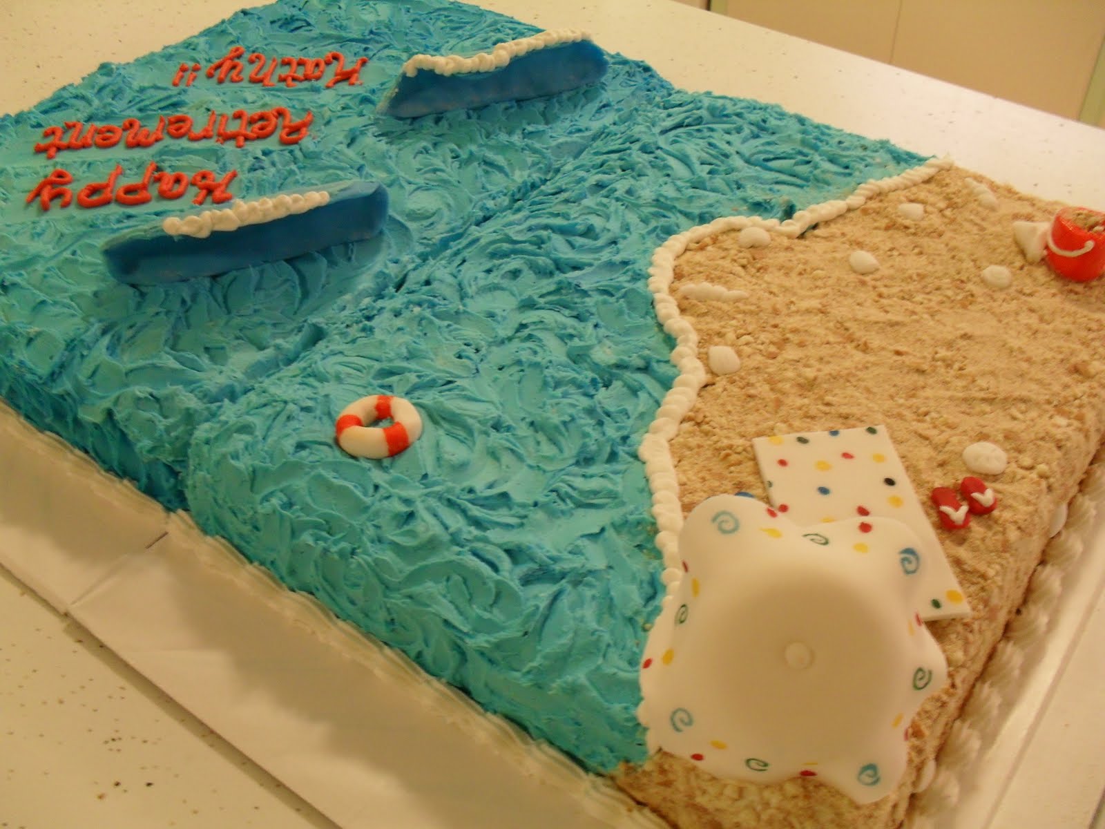 Beach Themed Sheet Cakes Retirement