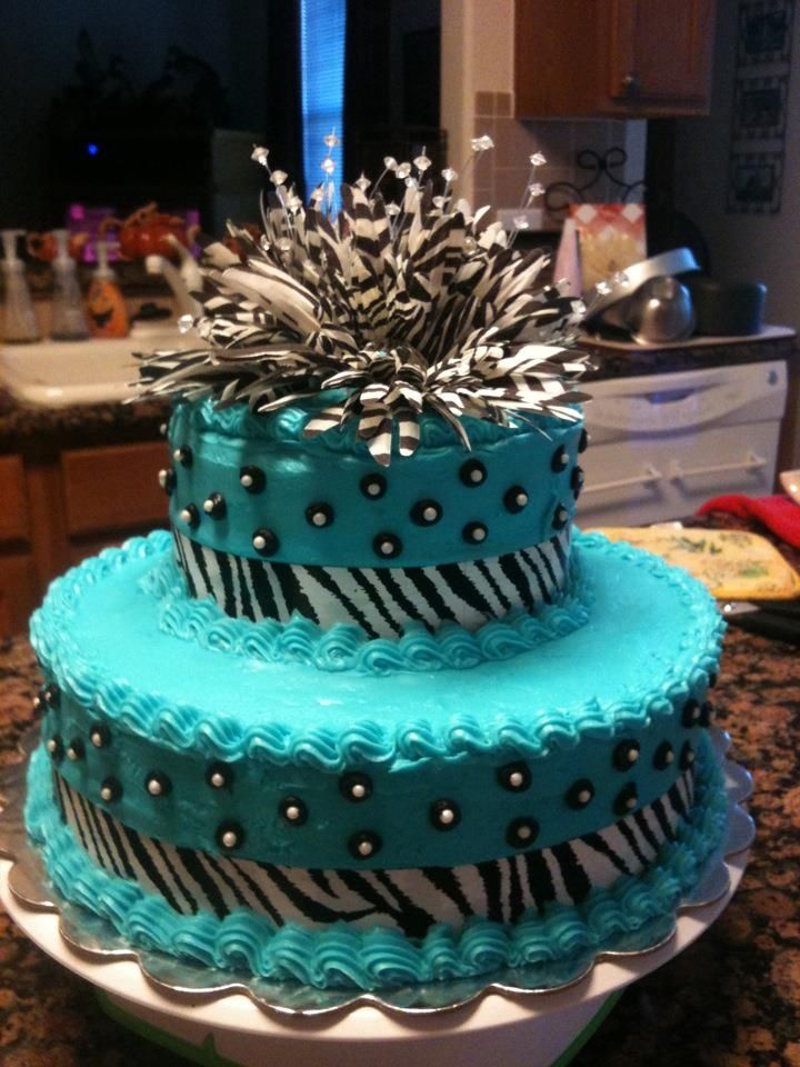 Blue and Teal Zebra Cake