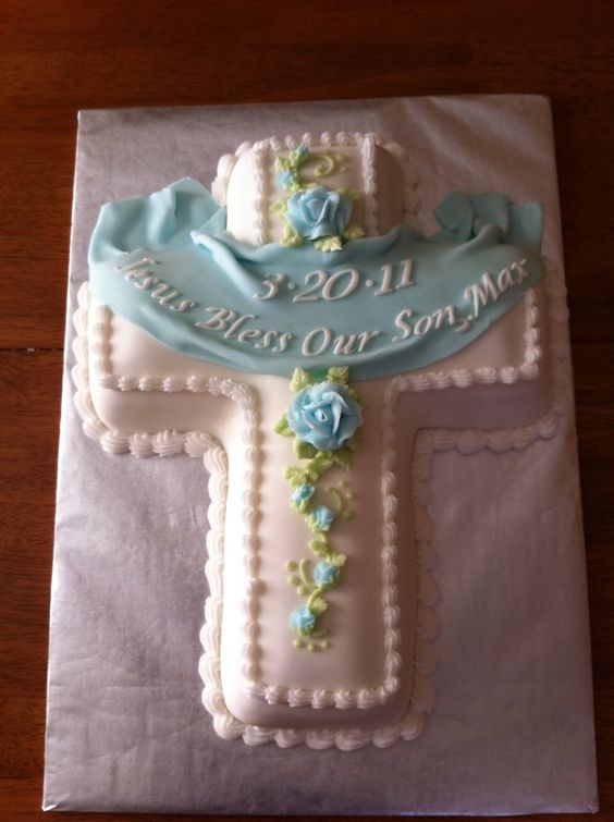 Boy Baptism Cross Cake Boy Baptism Cross Cake