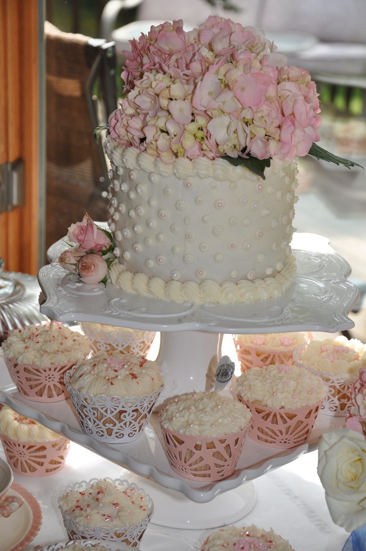 Bridal Shower Cake and Cupcakes
