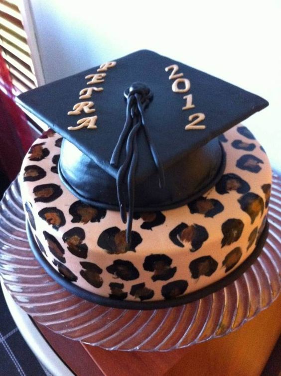 Cheetah Print Graduation Cake Cheetah Print Graduation Cake