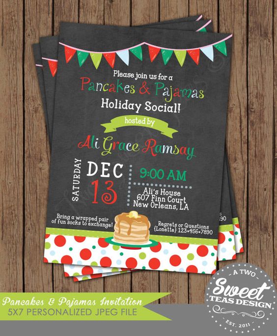 Christmas Pajama Party Invitations Christmas Pajama Party Invitations
