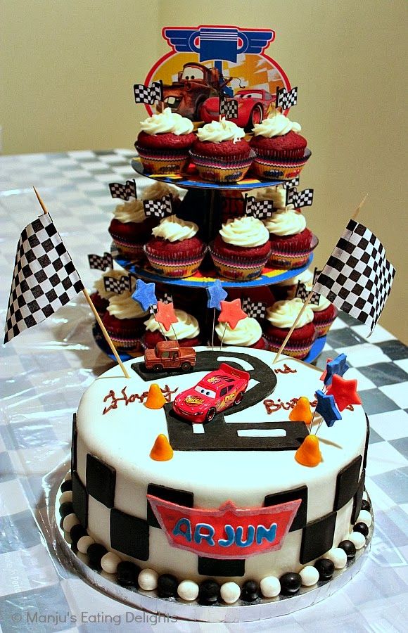 Disney Cars Birthday Cake with Cupcakes Disney Cars Birthday Cake with Cupcakes