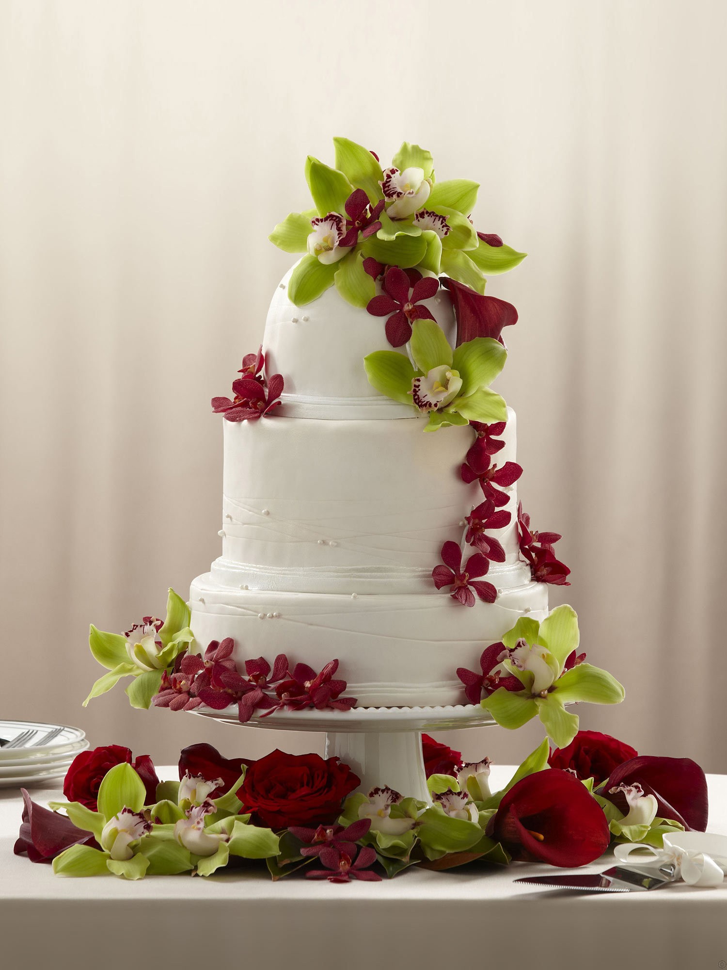 Elegant Birthday Cake with Orchids