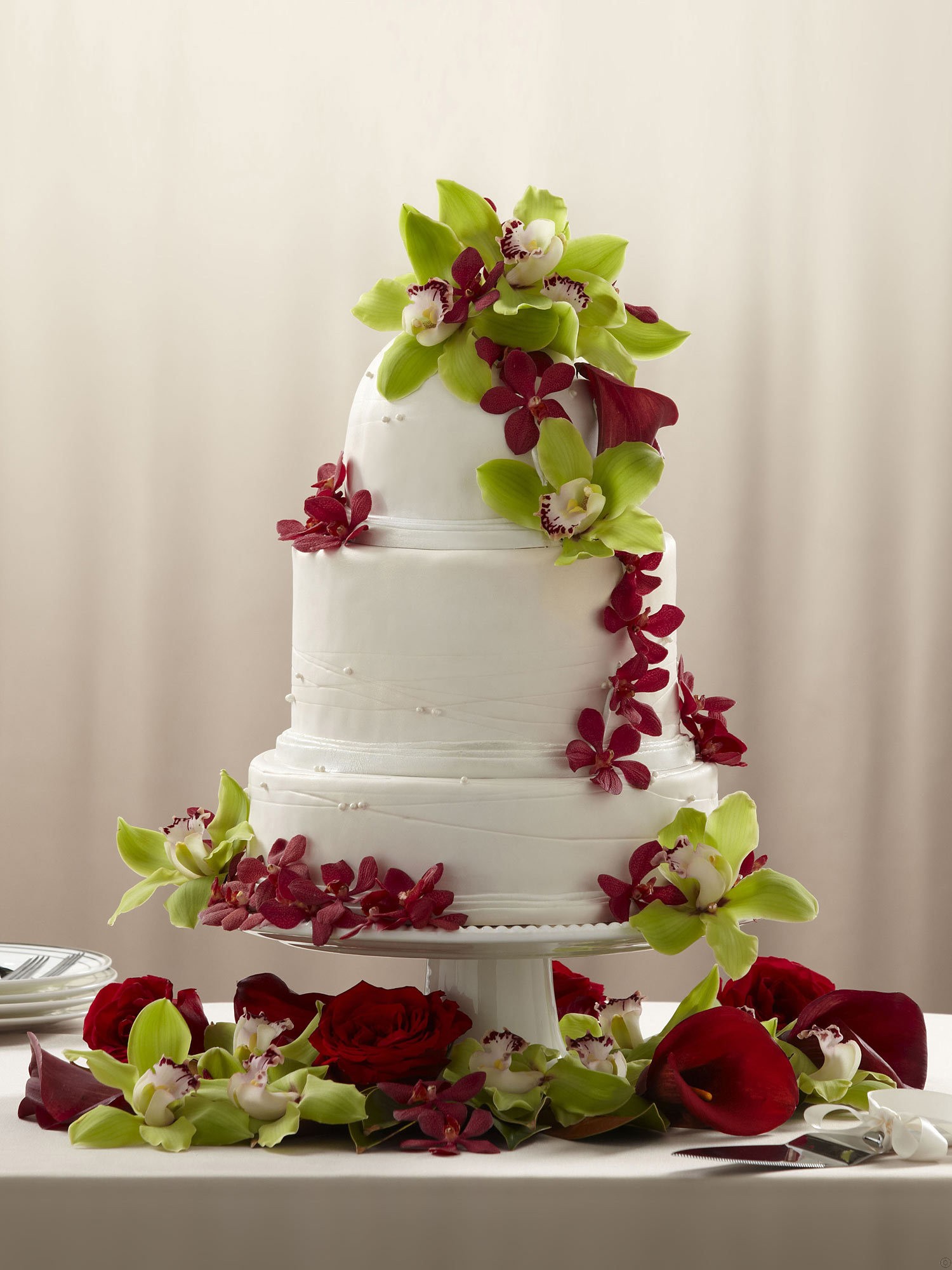 Elegant Birthday Cake with Orchids Elegant Birthday Cake with Orchids