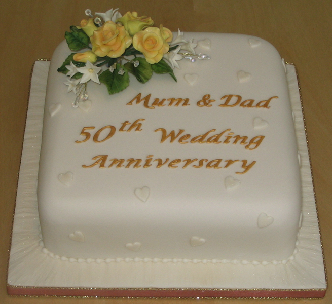 Golden Wedding Anniversary Cake