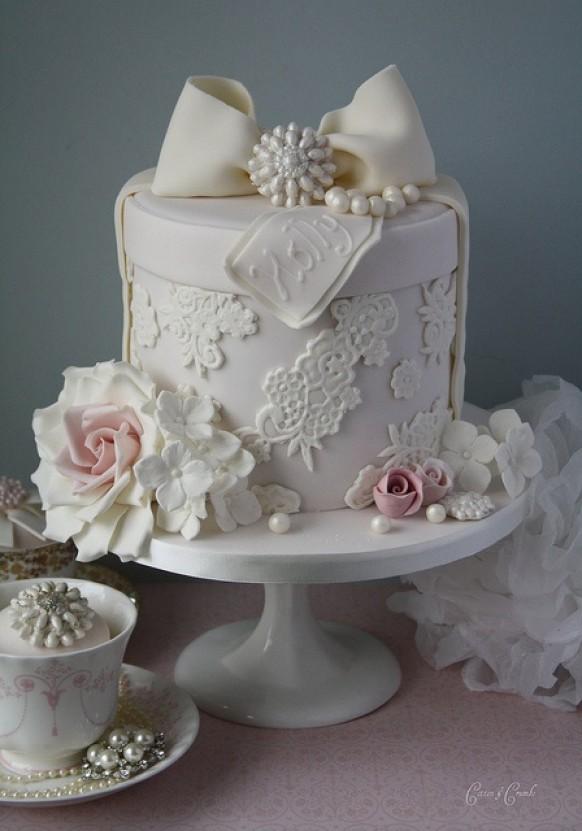 Lace Hat Box Cake Lace Hat Box Cake