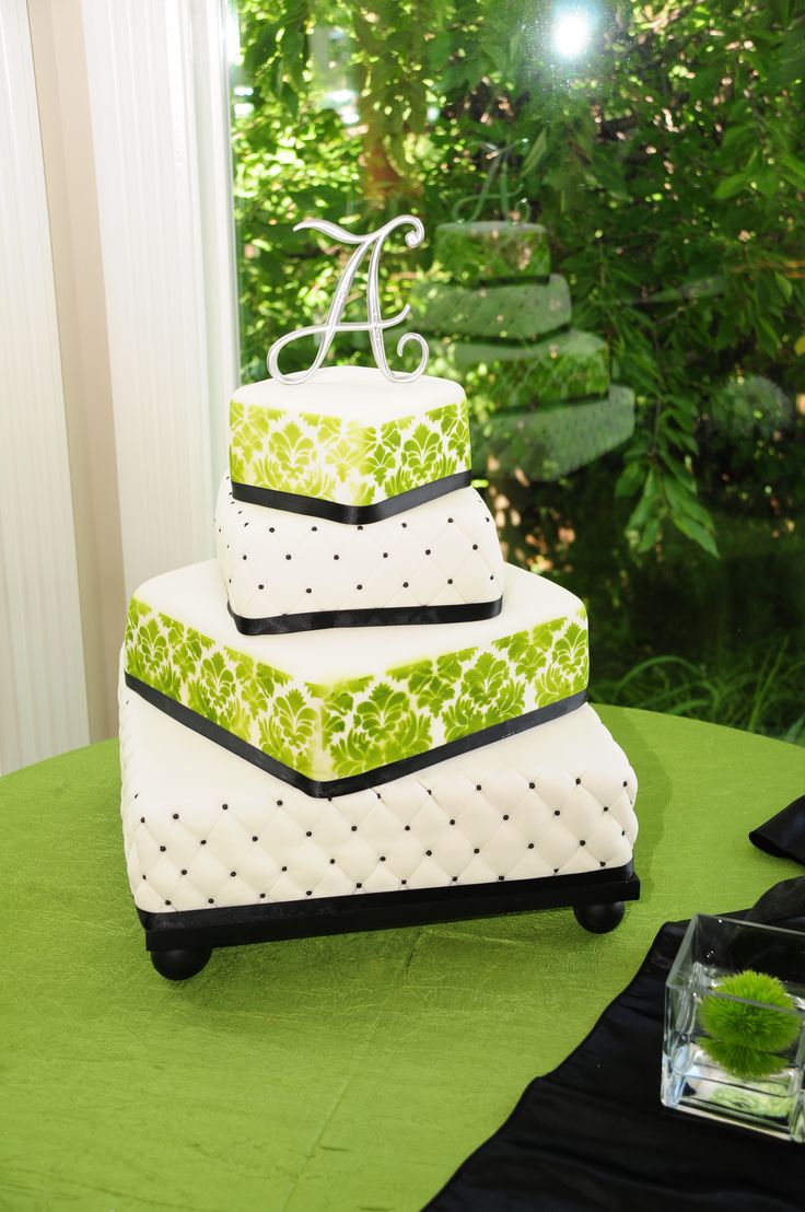 8 Wedding Cakes Black White Lime Photo Green And Lime Green And Black Wedding Cake