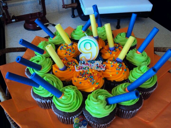 Nerf Birthday Party Cupcakes