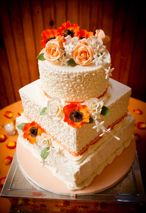 Orange and Peach Wedding Cake