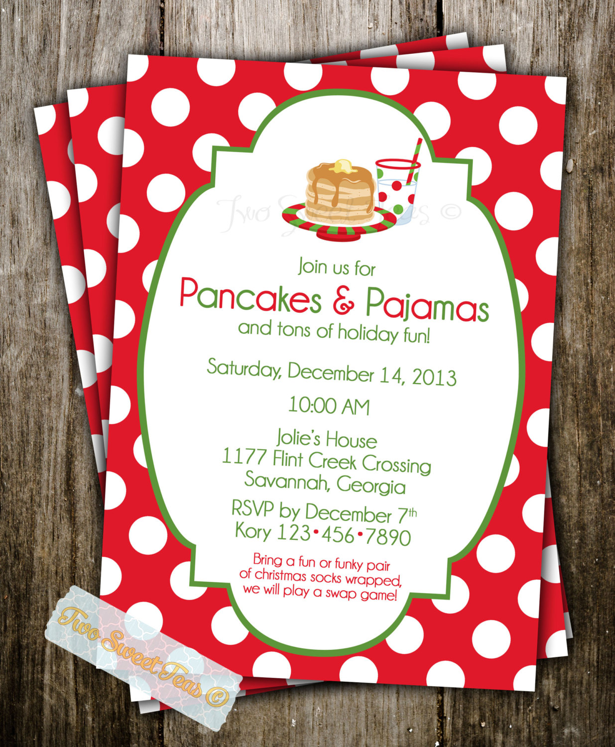 Pajamas Invitation Christmas Holiday