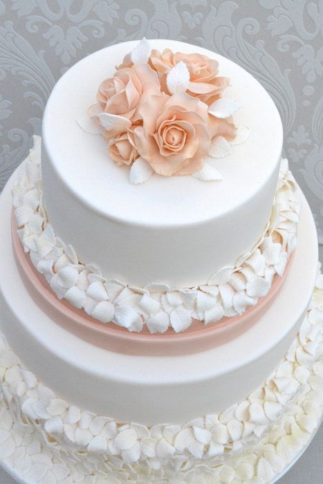 Peach and Cream Wedding Cake