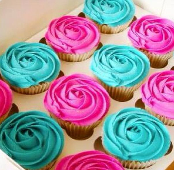 Pink and Teal Cupcakes