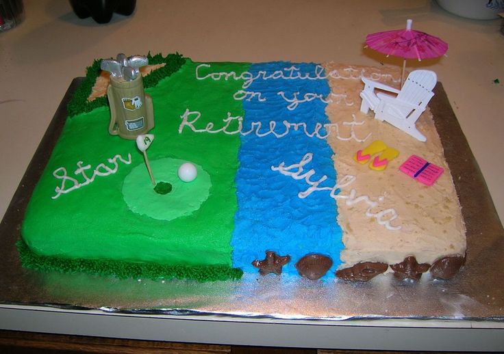 Retirement Cake with Beach Scene