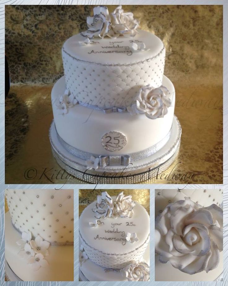 Silver 25th Wedding Anniversary Cake Silver 25th Wedding Anniversary Cake