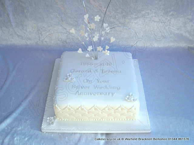 Silver Wedding Anniversary Cake