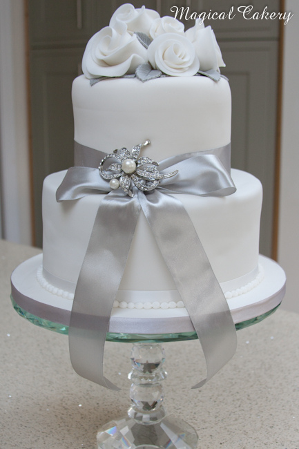 Silver Wedding Anniversary Cake