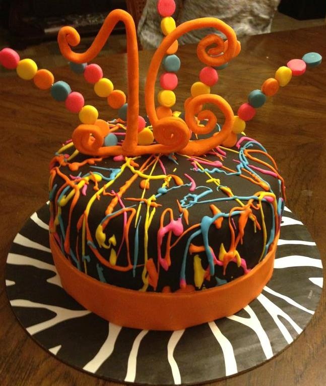 Splatter Paint Sweet 16 Birthday Cake Splatter Paint Sweet 16 Birthday Cake
