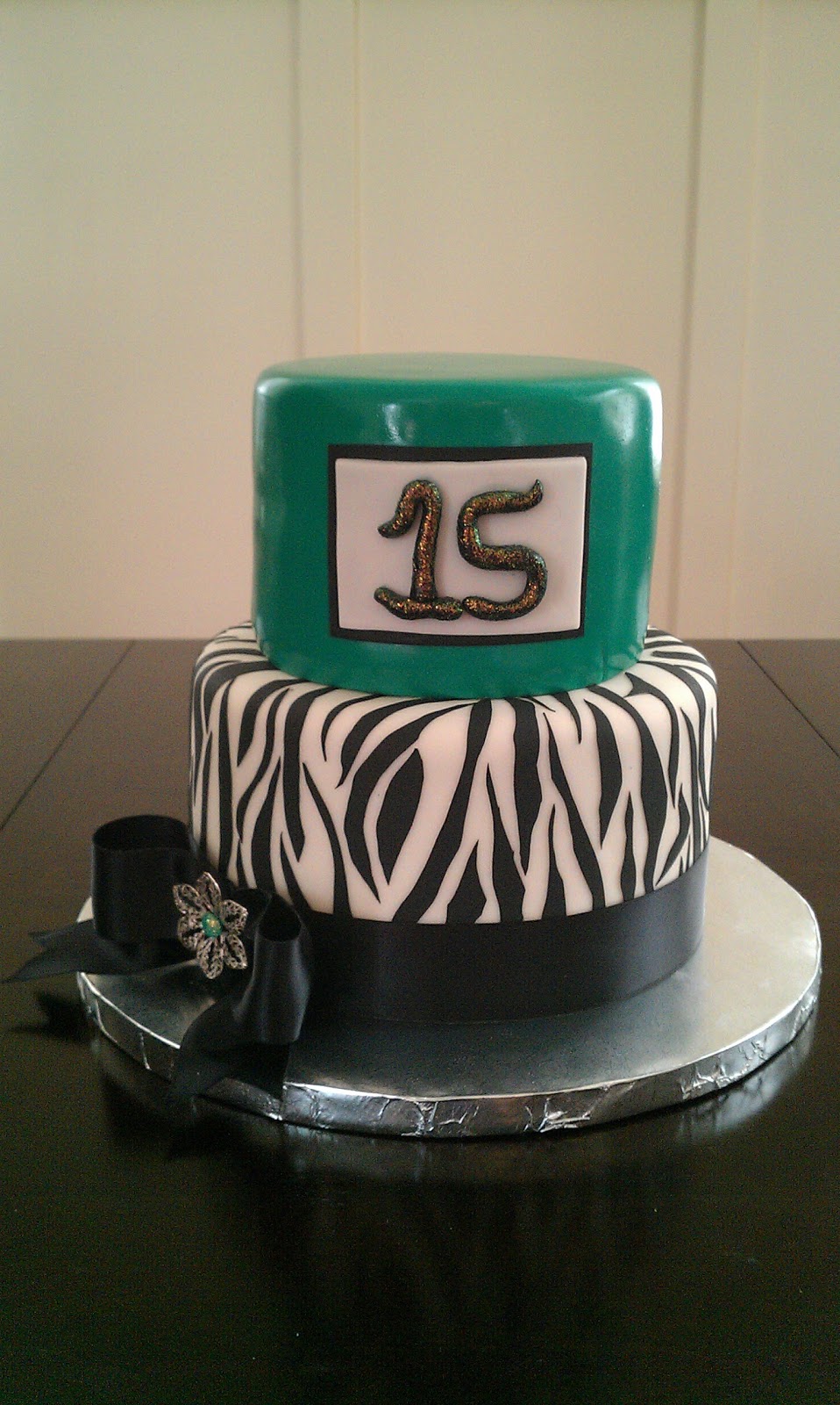 Teal Zebra Birthday Cake