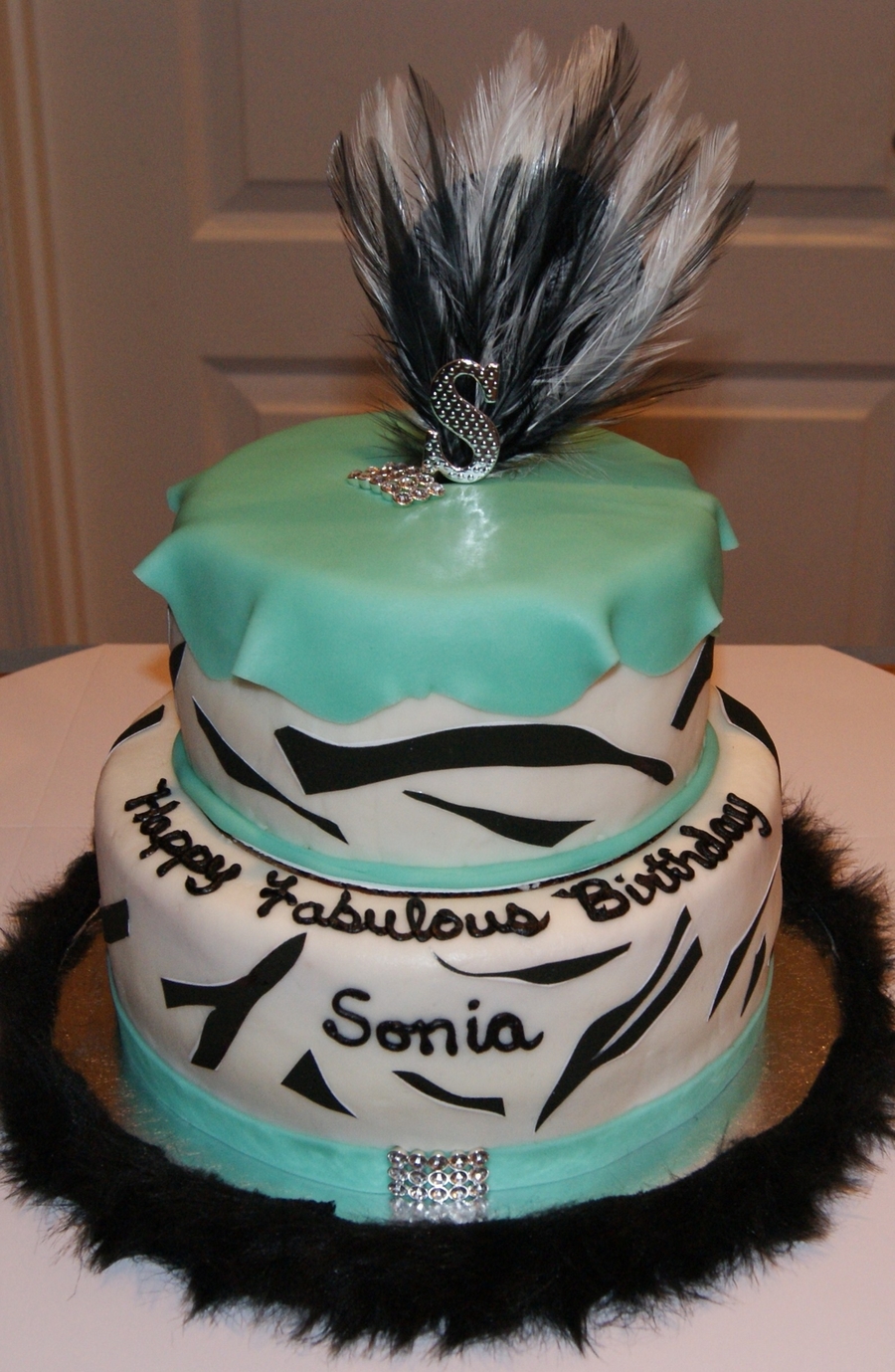 Teal Zebra Print Cake