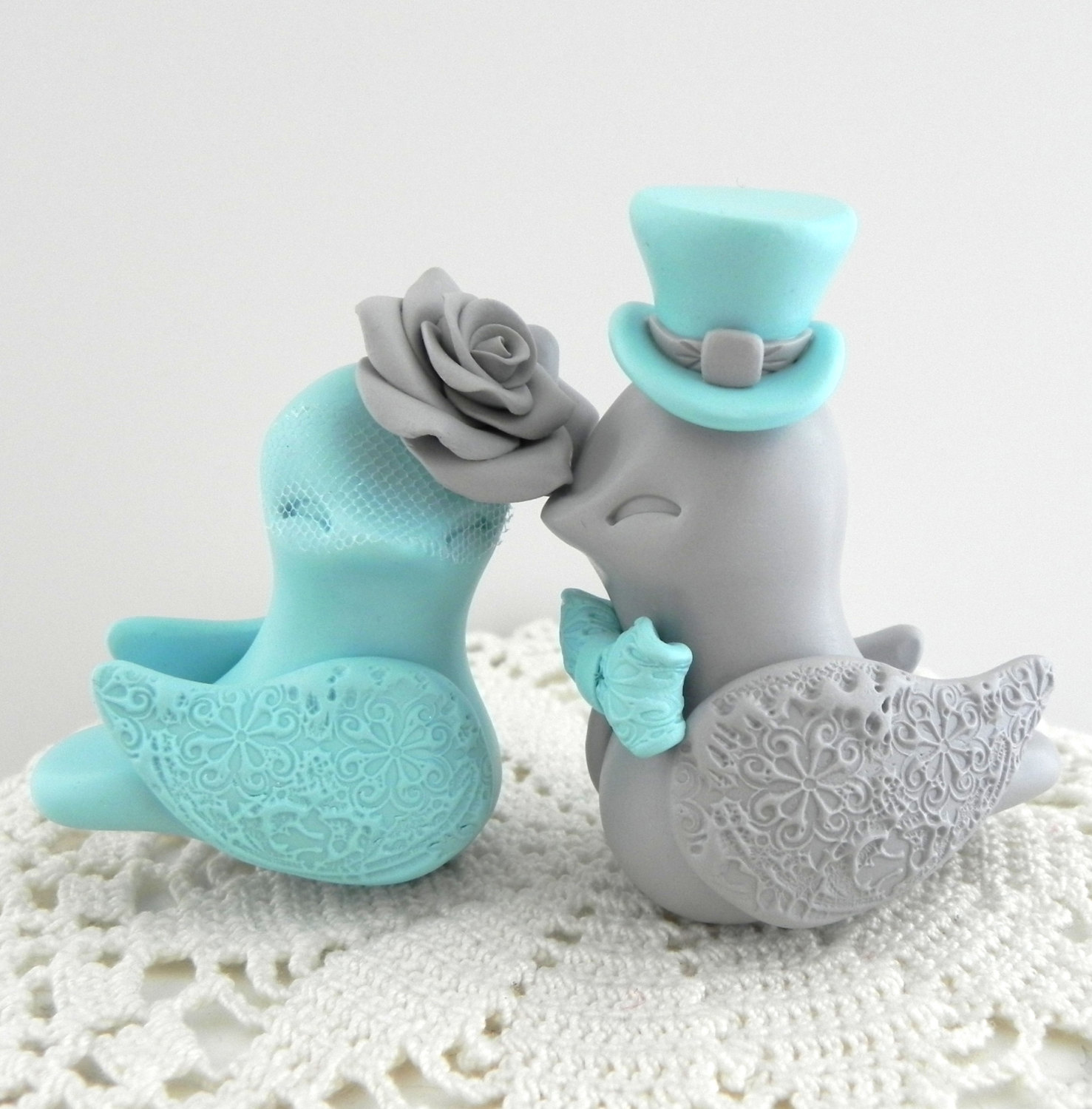 Tiffany Blue and Grey Wedding Cakes