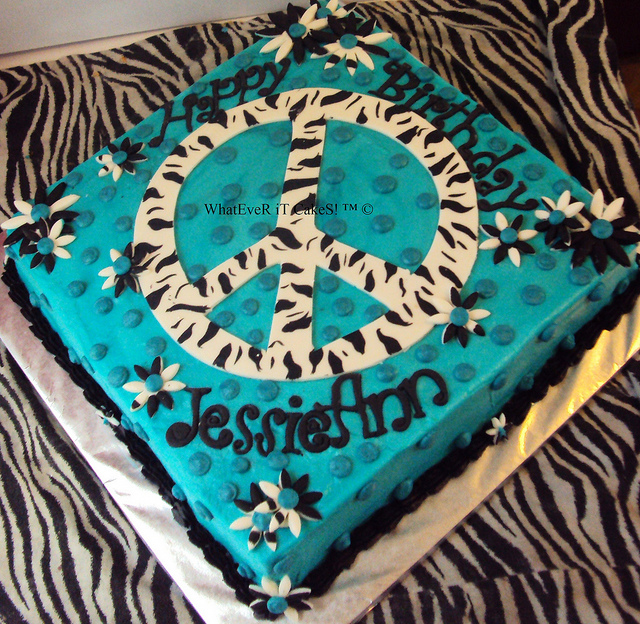 Zebra Peace Sign Cake