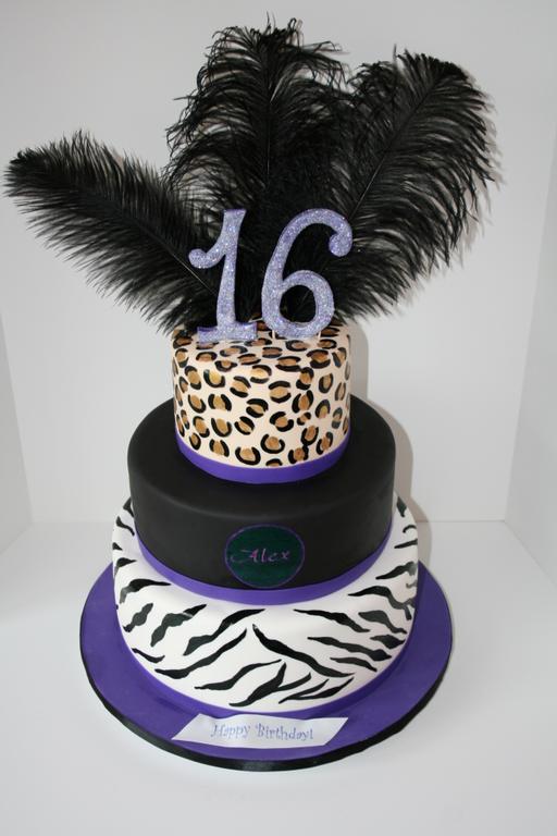 Animal Print Sweet 16 Birthday Cake