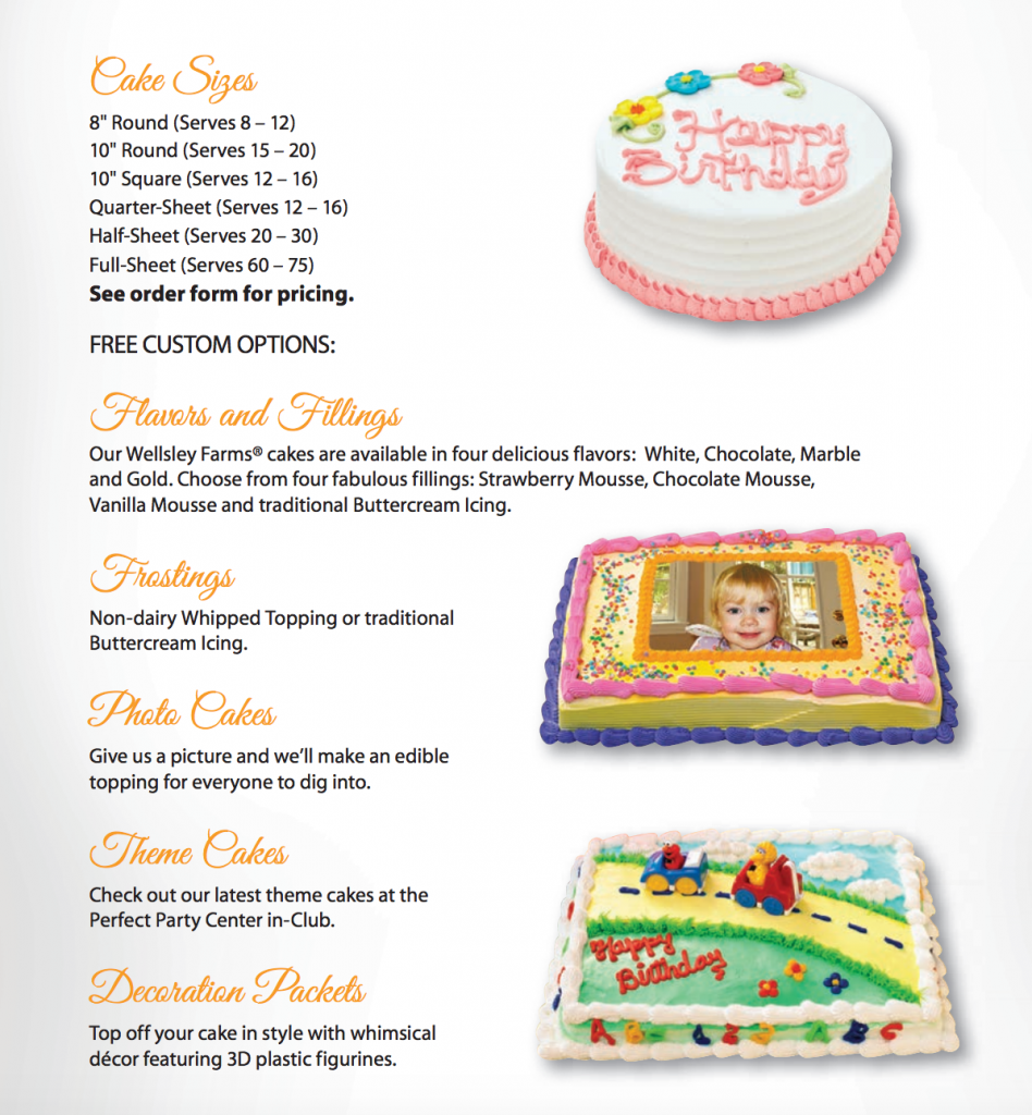 BJ's Wholesale Club Cake Order Form