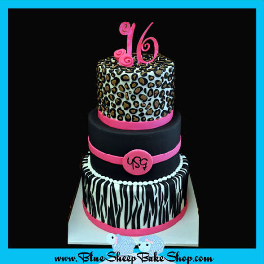 Black and Pink Leopard Print Cake