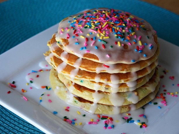 Breakfast Birthday Cake Batter Pancakes