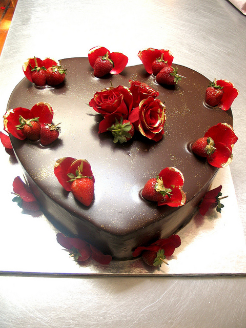 Decorated Chocolate Cake with Strawberries Decorated Chocolate Cake with Strawberries
